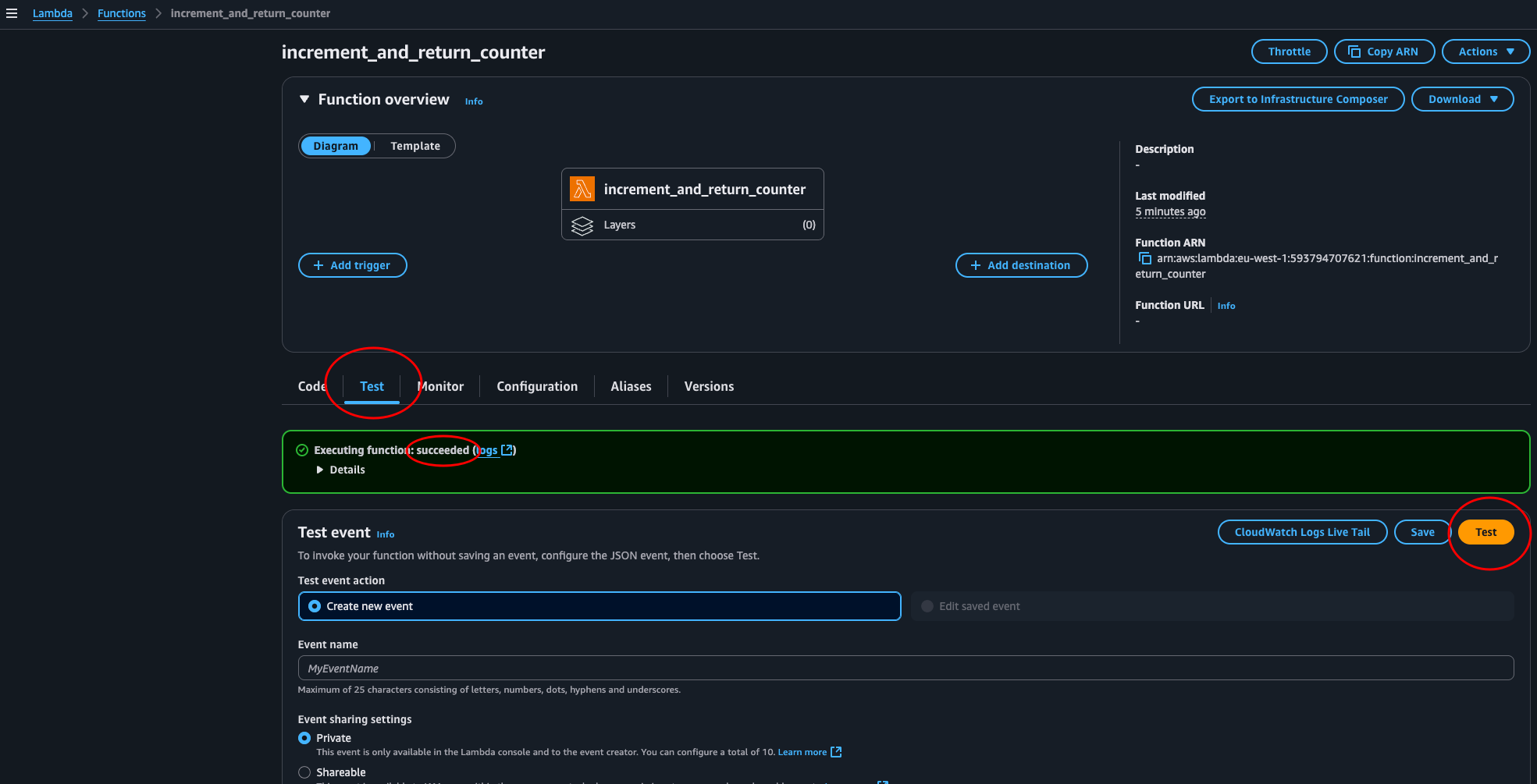 testing the lambda