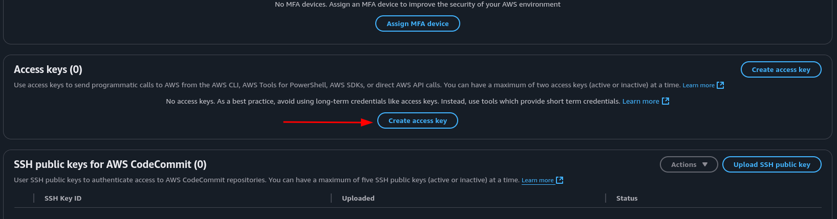 iam user access key