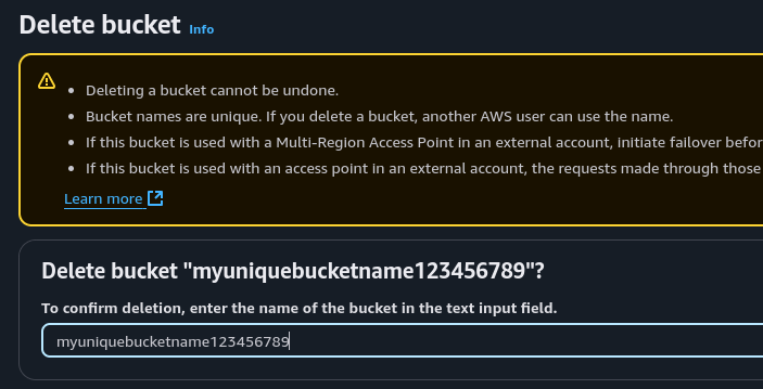 delete bucket