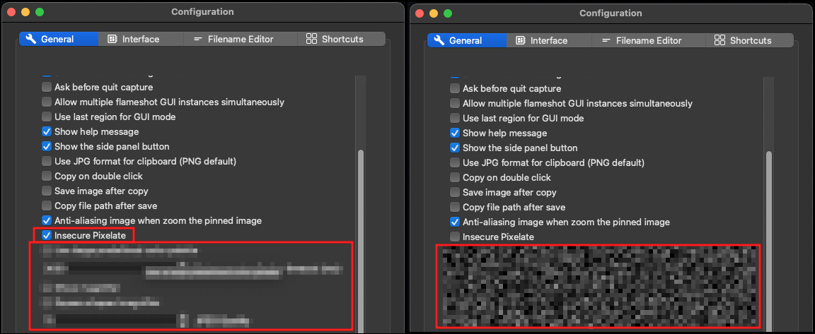 secure and unsecure pixelated image
