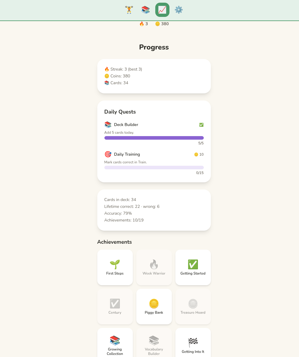 Progress page