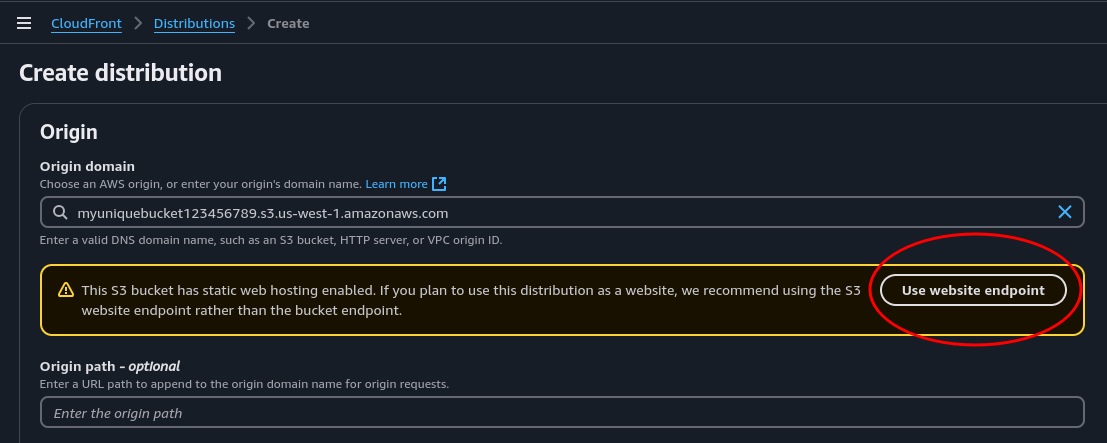Origin Domain Name