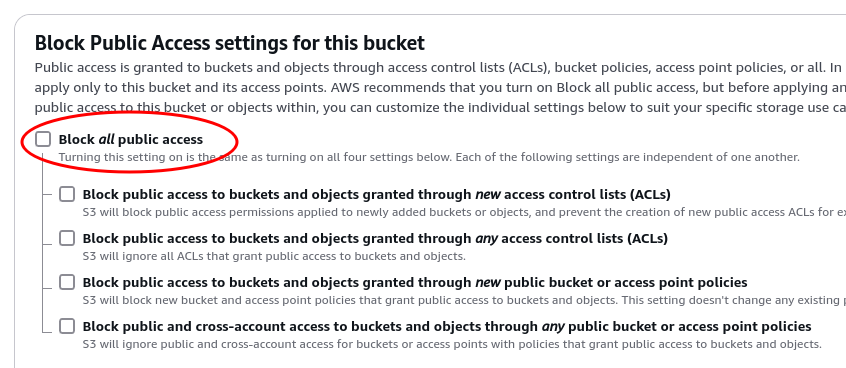 block all public access